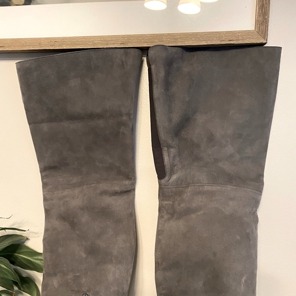 💕 Stuart Weitzman Over The Knee Slate Gray Suede High Heel Stiletto Boots 6.5W - Picture 11 of 13